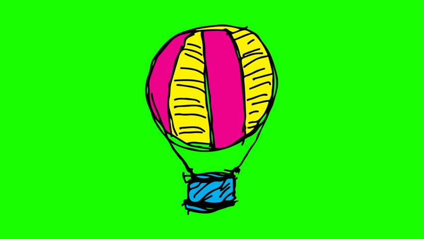 Hand Drawing Green Screen With Theme Of Air Balloon