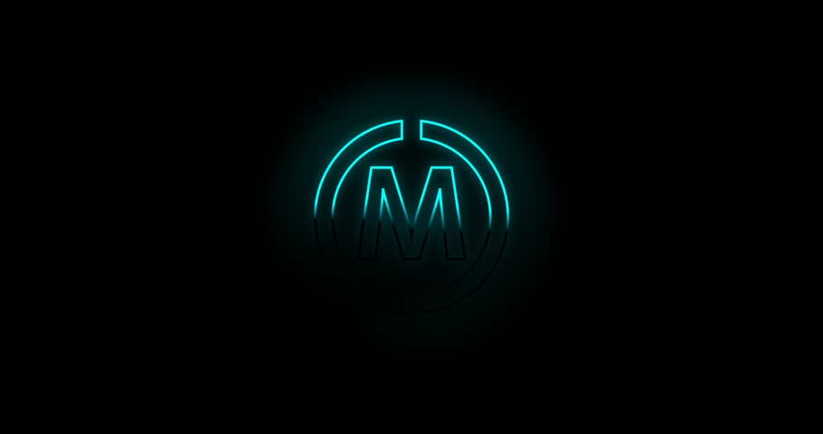 Letter M Logo. Neon Light Stock Footage Video (100% Royalty-free