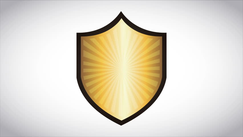 Silver Shield With Gold Bevel And Golden Sparkle Stock Footage Video