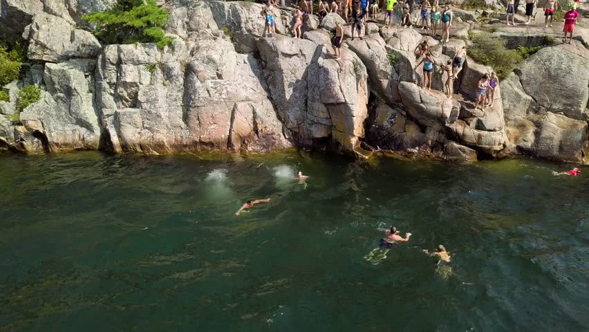 Cliff Jumping, Killbear Provincial Park Stock Footage Video (100% ...