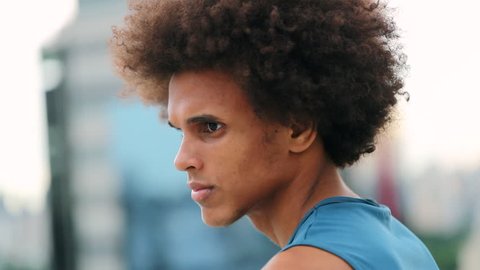 Young African American Man With Fluffy Stock Footage Video 100