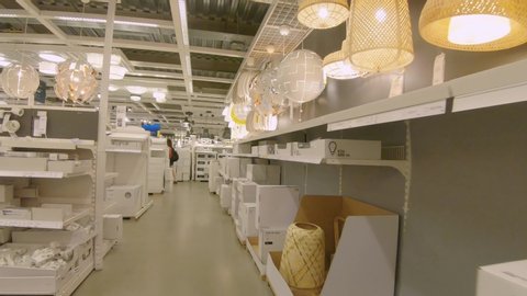Walking In A Ikea Retail Store With Lights Fixture For Sale Montreal Canada June 2019