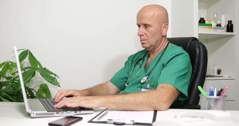 Hospital Room Doctor Work Laptop Write Medical Healthcare Report Personal Notes Ultra High Definition Hospital Room Doctor Work Laptop Write Medical Healthcare Report Personal Notes Ultra High Definition