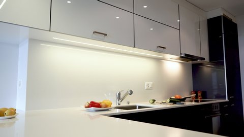 Kitchen Cabinets With Kitchen Counter Stock Footage Video 100