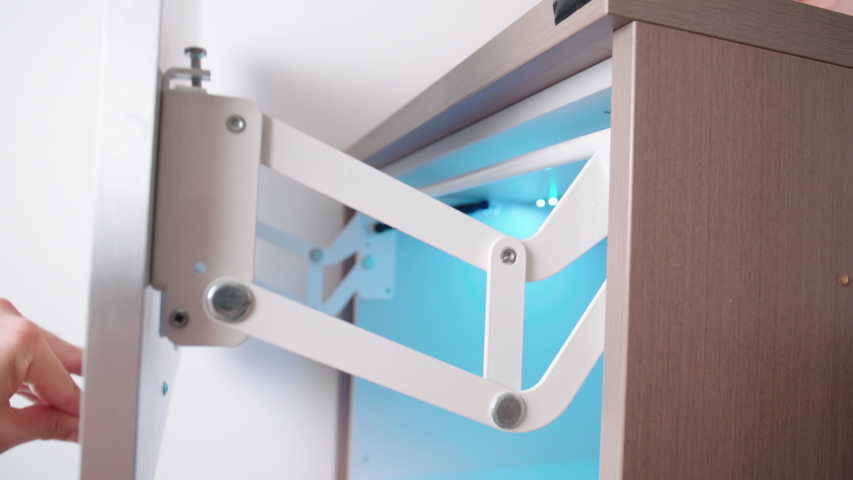 Cabinet Door Ascending Mechanism Close Up Stock Footage Video 100 Royalty Free 1036954856 Shutterstock