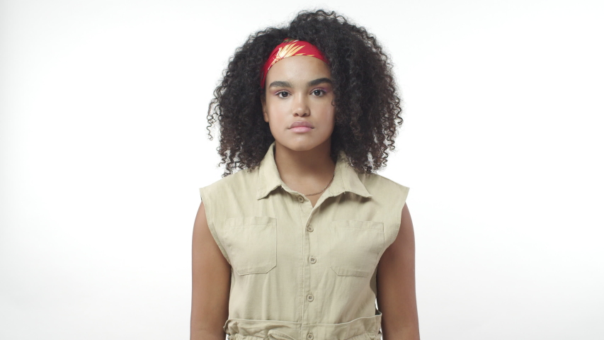 Cheerful Cute African American Teenage Girl Stock Footage Video