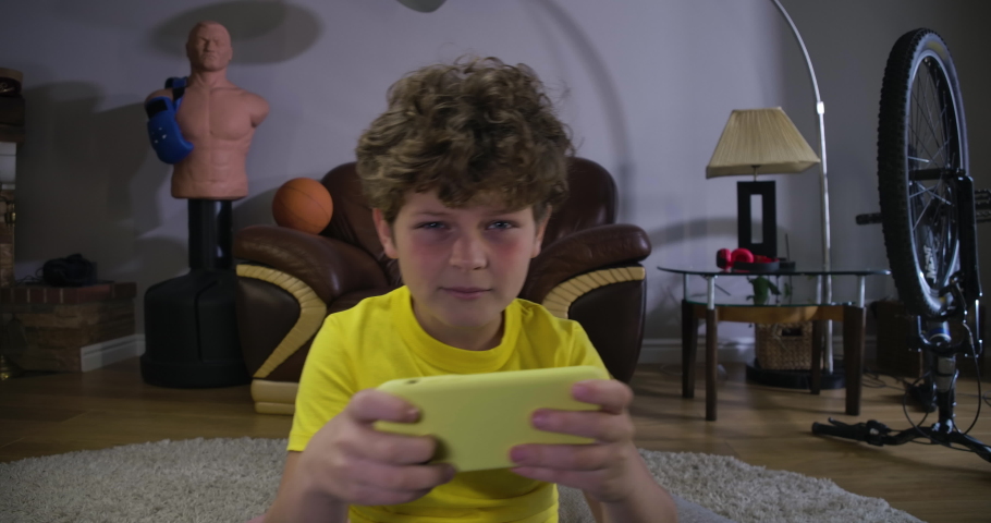 Games Addicted Boy With Red Stock Footage Video 100 Royalty Free