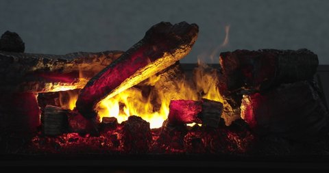 Logs In Artificial Fireplace Stock Video Footage 4k And Hd Video