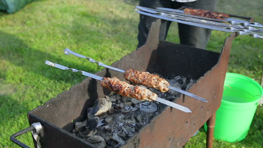 The Man Fries Kebab And Stock Footage Video 100 Royalty Free