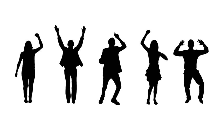 Cheering Crowd Silhouettes, Isolated On A White Background Stock ...