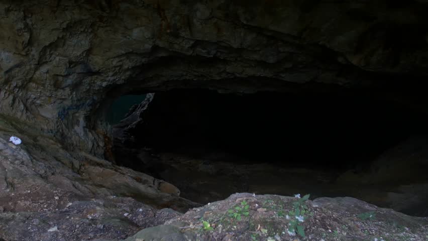 Pan Across Mysterious Dark Cave Stock Footage Video (100% Royalty-free