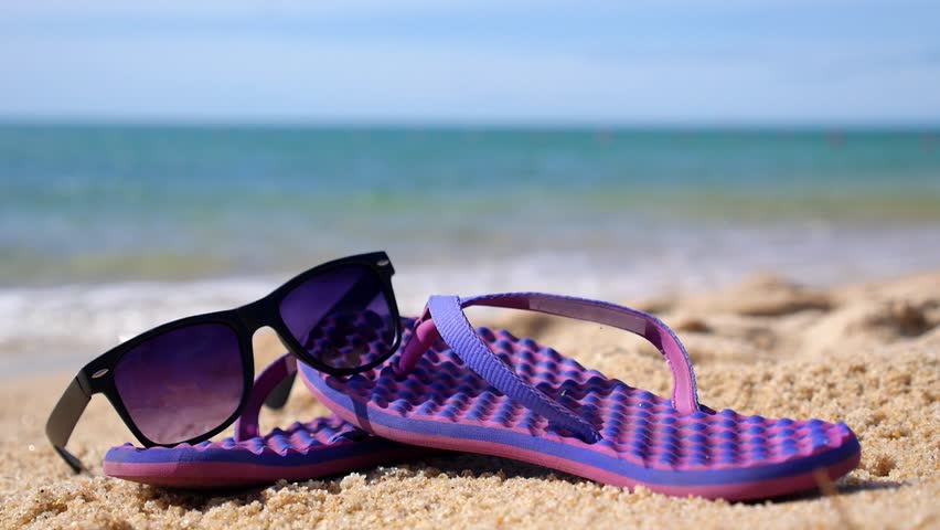 beach with flip flops