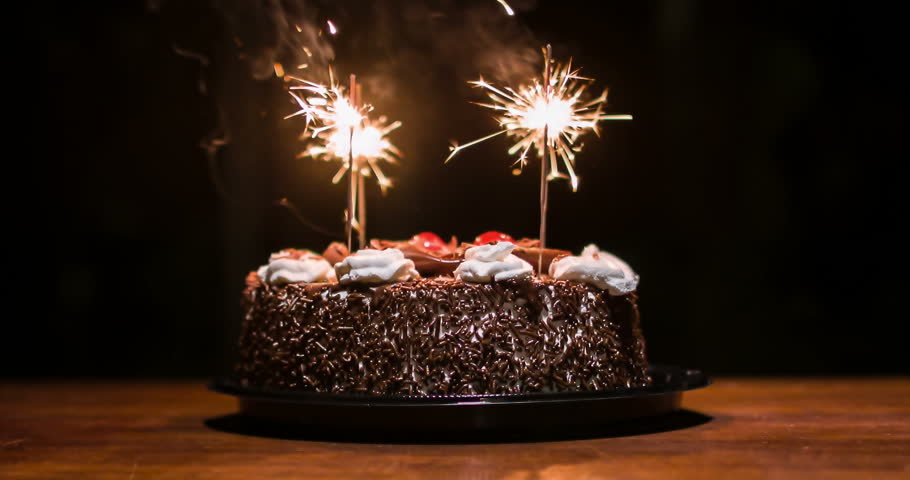 Lighted Candles On A Happy Birthday Cake. Candles With The ...