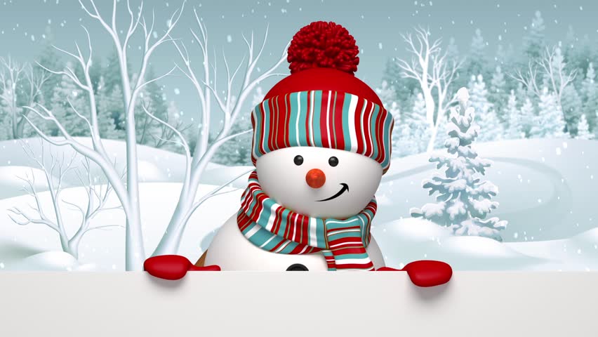 shutterstock christmas banner Snowman Out Peeking The Corner, Card Animated Greeting