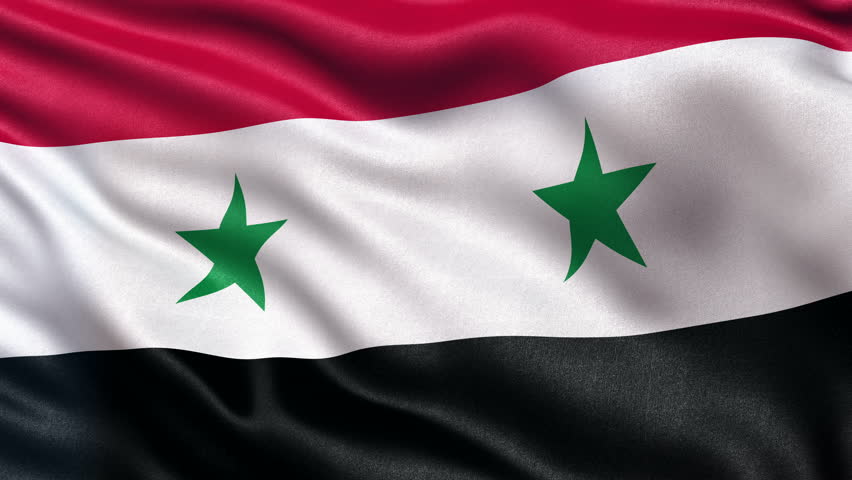 Waving Flag Of Syria With Two Green Stars Representing Syria And Egypt ...