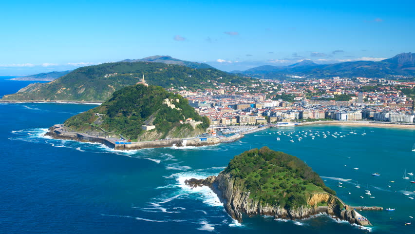 Aerial View To San Sebastian City, Basque, Spain. Stock Footage Video ...