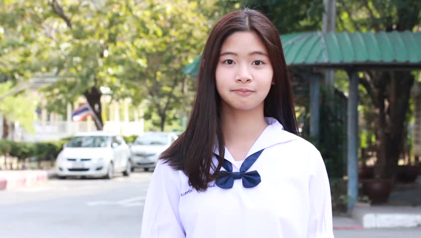 Portrait Of Thai Teen Beautiful Girl In Chinese Dress Happy N