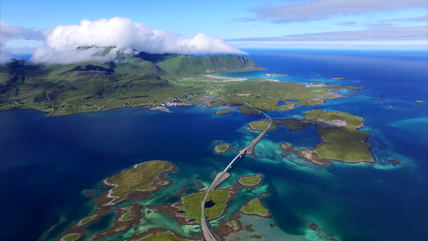 Aerial View Of Small Islands Connected By Bridges On Lofoten Islands In ...