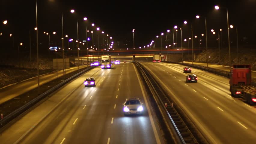 Denver Interstate Highway Traffic At Night. HD 1080p Time Lapse Stock ...