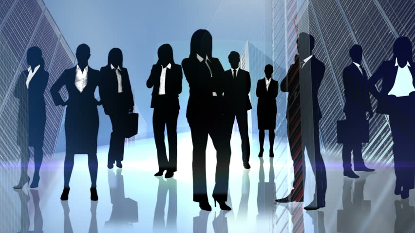 Black Silhouettes of Business People Stock Footage Video (100% Royalty