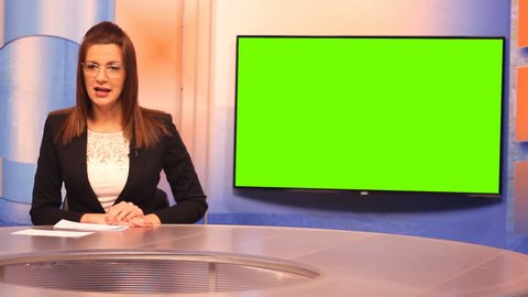 Tv Presenter Green Screen Background Stock Footage Video (100 ...