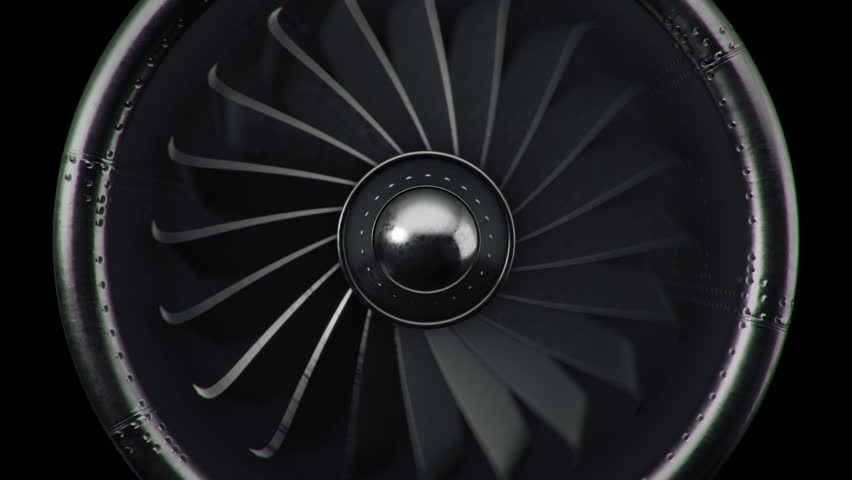 Animation Of Rotating Jet Engine With Turbine. Animation Of Seamless ...