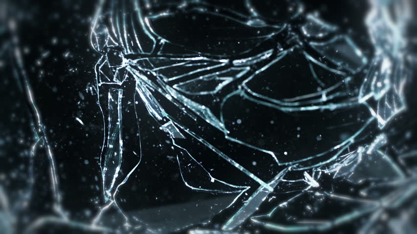 High Speed Camera Shot Of Shattering Glass, Isolated On A Black ...