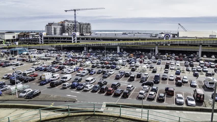 Hd00 12time Lapse View Of A Huge Parking Lot In A Shopping Mall In