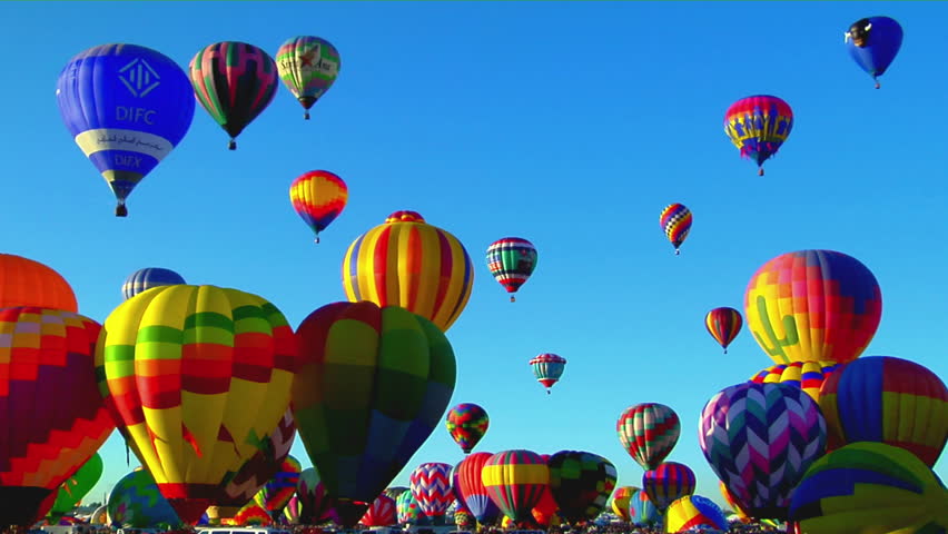 Hot Air Balloons Flying At The 2007 Albuquerque International Balloon ...