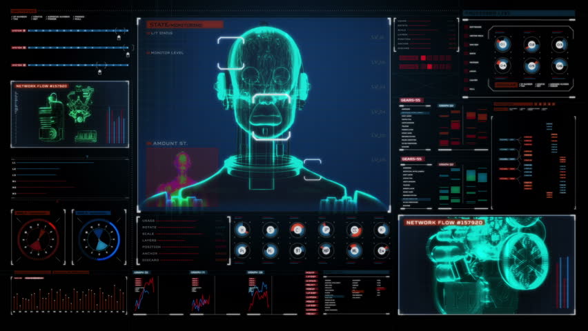 Doctor Touching Digital Screen, Rotating Scanning Robot Body In Digital 