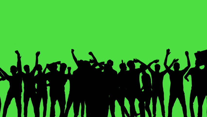 a crowd of dancing people all in silhouette on a greenscreen hd