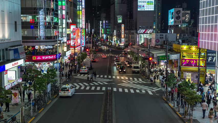 Time Lapse Tokyo Street Scene At Night. Stock Footage Video 830032 ...