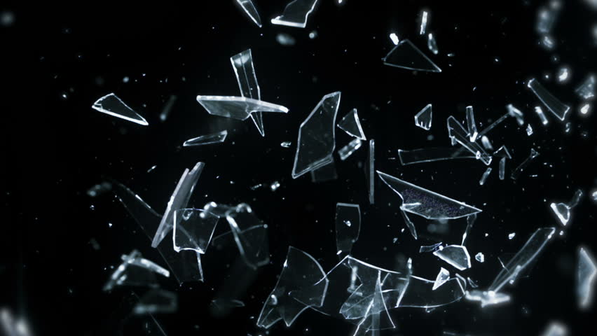 High Speed Camera Shot Of Shattering Glass, Isolated On A Black ...