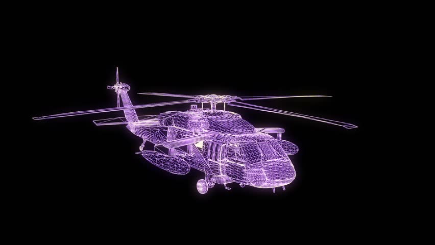 Download Wireframe Hologram Helicopter In Motion. Nice 3D Rendering ...