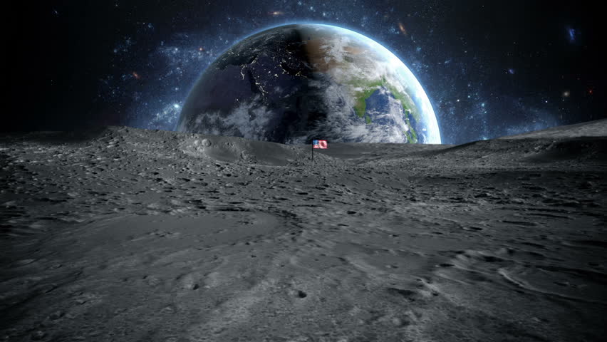 Earth View From The Moon Surface - Beautiful Space Landscape Stock Footage Video 24333326 ...