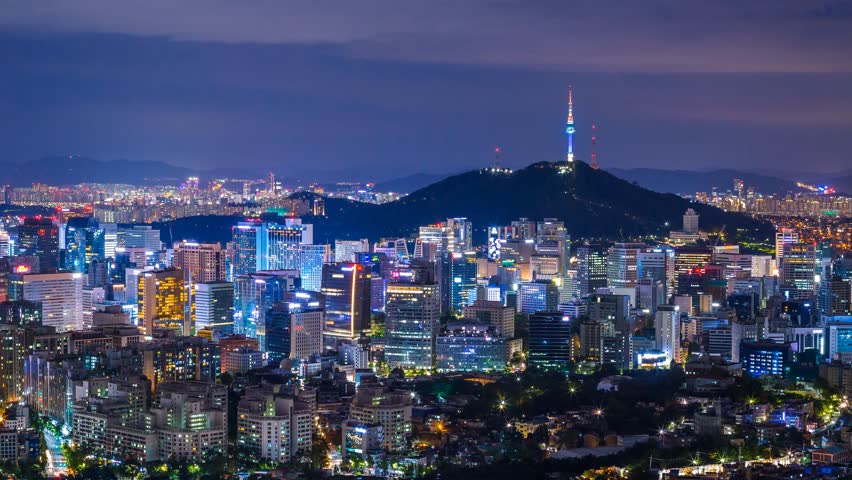 Time Lapse Of Seoul City Skyline,South Korea. Stock Footage Video ...