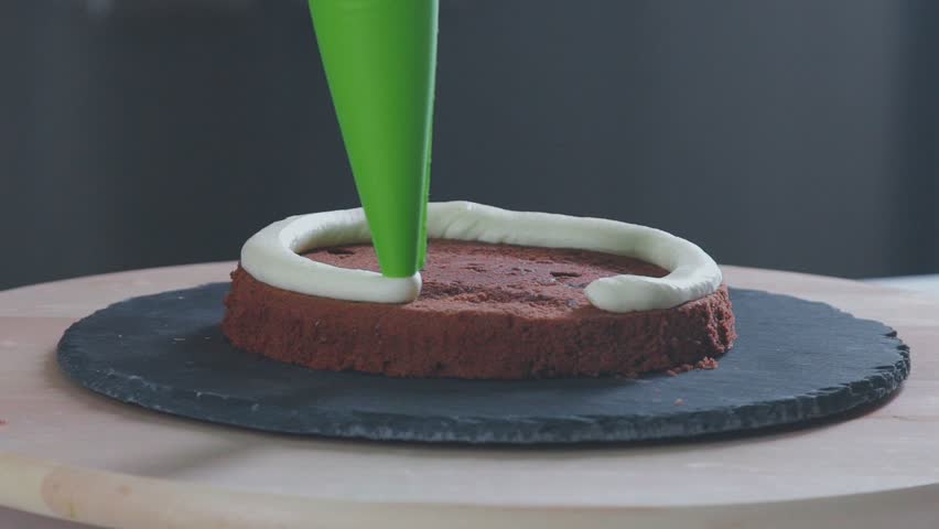 Chocolate Cake Confectioner Covers Chocolate Stock Footage Video