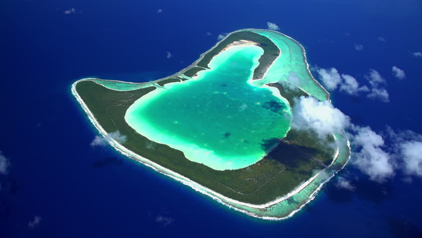 Aerial Tupai Bora Bora Society Islands Atoll Pacific Heart Island Ocean ...