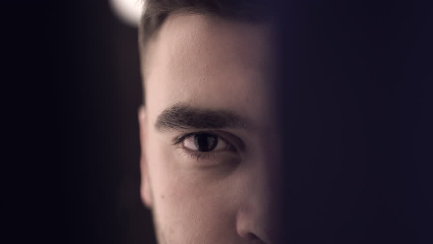 Man Eye Watching Through Door Stock Footage Video 100 Royalty