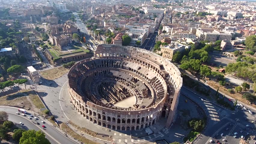 Aerial Bird View Italy Rome Flying Over Domus Severiana Moving Slowly ...