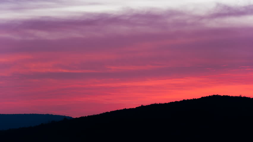 Red Sunset Sky Over Mountain Stock Footage Video (100%