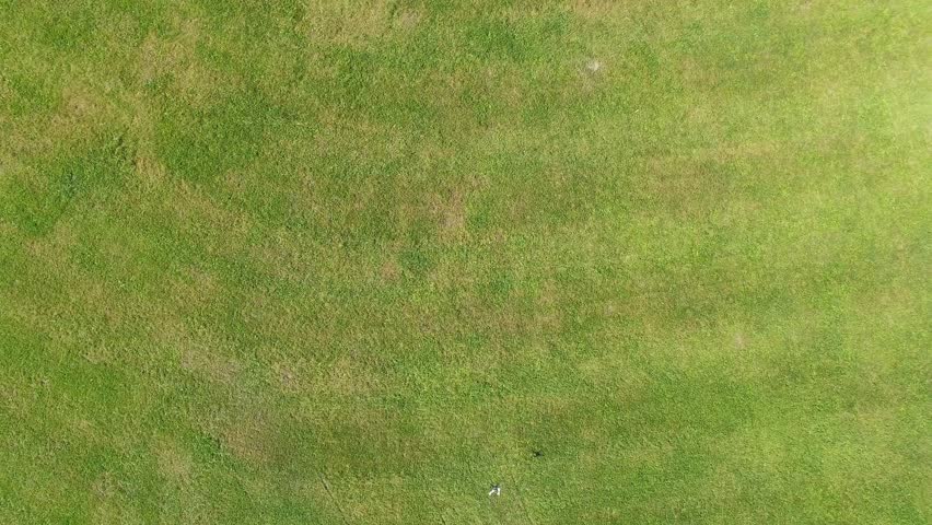 The Camera Floats Over The Beveled Green Lawn. Top View Stock Footage