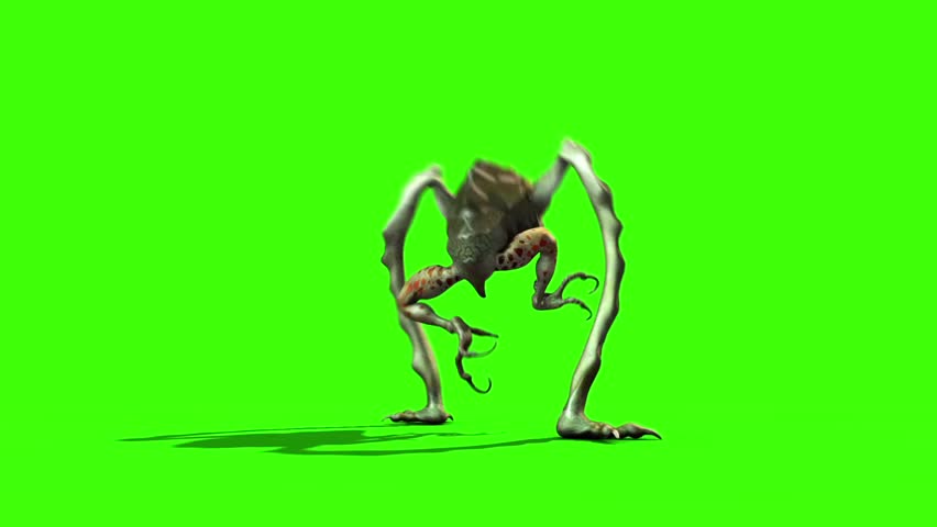 Monster Alien Long Static Loop 3D Animation Green Screen Stock Footage ...
