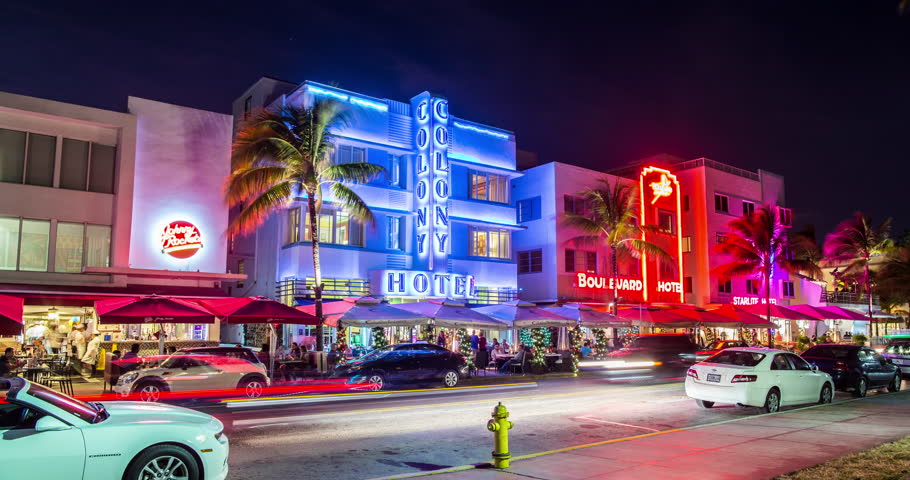 MIAMI BEACH, FLORIDA - JUNE 25: Cars Pass Through The Art Deco District ...