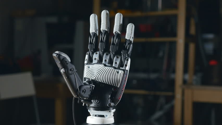 Bionic Arm. Innovative Robotic Hand Made On 3D Printer. Futuristic ...