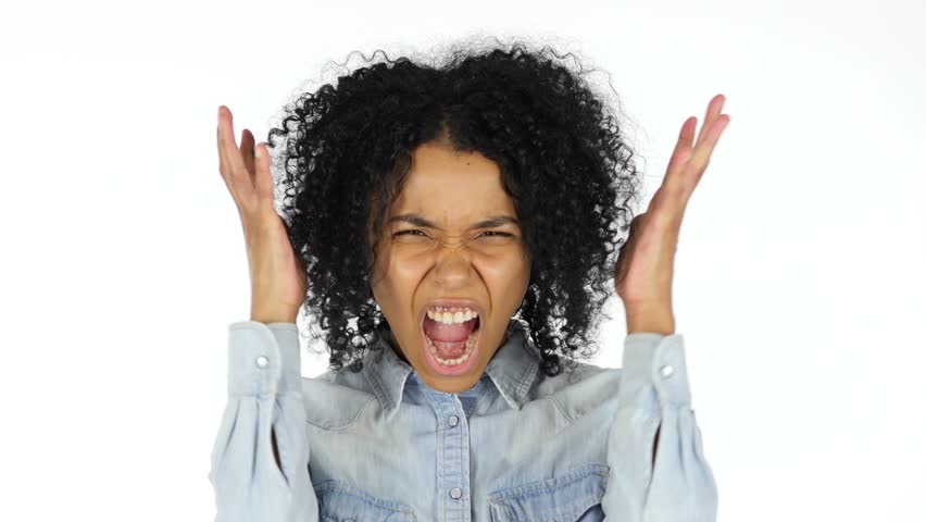 Screaming Black Woman, White Background Stock Footage Video 24954383 ...