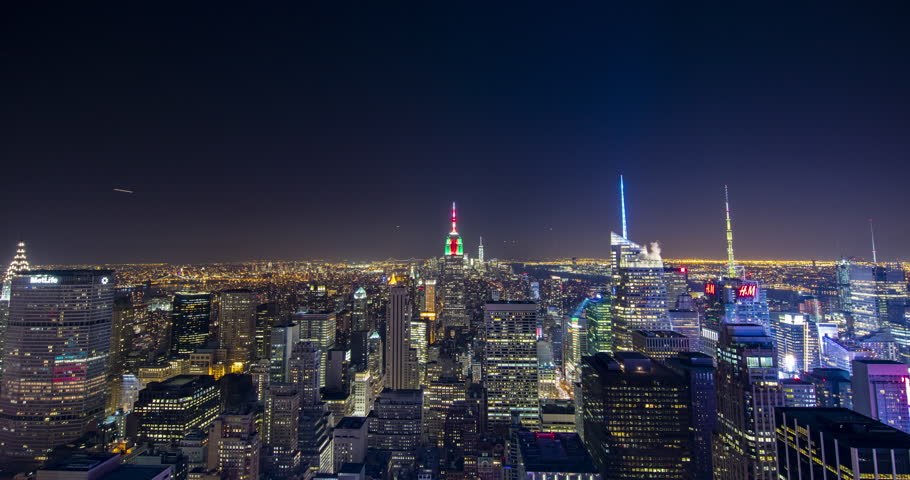 NEW YORK CITY - APRIL 15: Bird's-eye View Of Manhattan At Night. April ...