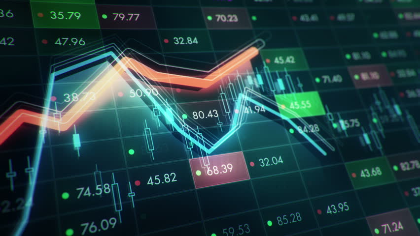 Abstract Background With Animation Of Growth Graph Of Stock Market On 