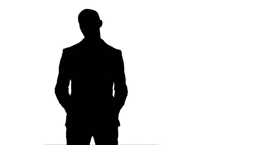 Silhouette Smiling Young Man Making Stock Footage Video 100 Royalty