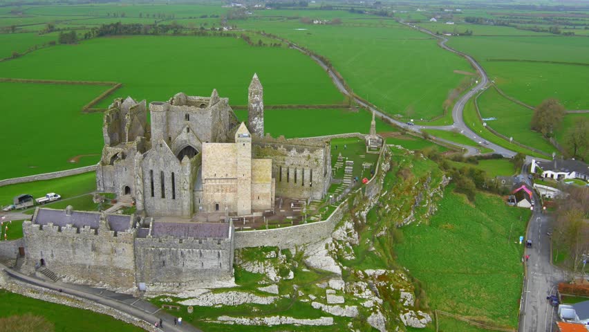 Rock of Cashel, Aerial Drone Stock Footage Video (100% Royalty-free ...